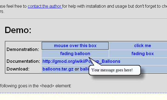 Balloon Tooltip Demonstration