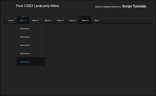 pure css3 lavalamp menu
