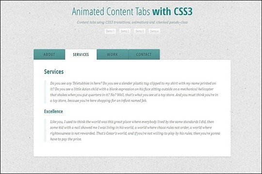 animated content tabs with css3