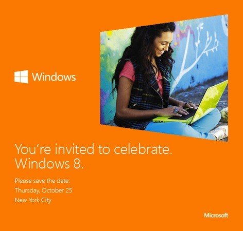 微软发邀请函 10月25日正式发布Windows 8