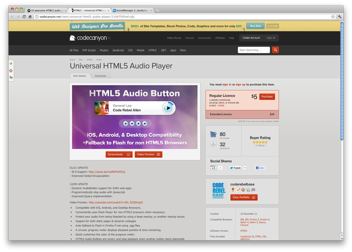 Universal HTML5 Audio Player 