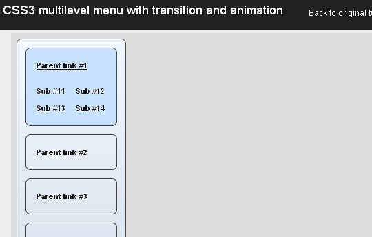 CSS3 multilevel menu with transition and animation