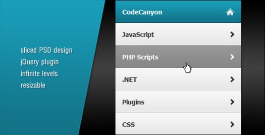 jQuery Infinite Sliding Menu Plugin