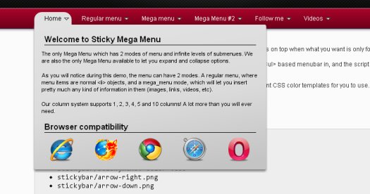 jQuery CSS3 Sticky Mega Menu Bar